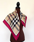 Display Burberry Scarf with Defect Beige Check Haymarket  Red Border Silk Wrap