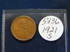New Listing1921 S San Francisco Mint SH5836 Lincoln Wheat Cent Penny #