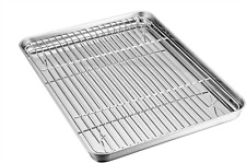 Baking Sheet with Rack Set, Stainless Steel Baking Pan Tray Cookie Sheet with Co