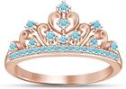 Round Multi Stone Princess Jasmine Princess Crown Ring in 14k Rose Gold Plated