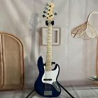 Factory Blue Solid Body Jazz Electric Bass Guitar 5 Strings Maple Neck&Fretboard