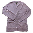 Eddie Bauer Women's Small Purple Cotton Cashmere Solid Knit Cardigan Sweater