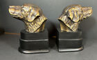 Pair of Labrador Dog Head Bronze Finish Bookends on Base Heavy