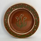 Pottery Handmade Redware Plate Old Salem NC 9” Tracey Crawford Folk Art