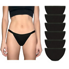 Nabtos Women Cotton Black Bikini String Underwear Cheeky Hi Cut Panties Pack 6