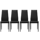 New ListingSet of 4 Dining Chair Leather Kitchen Dining Chair with Metal Legs Black US