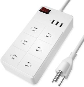 Wall Mountable USB Surge Protector Power Strip with USB Ports 6 Outlet Plugs