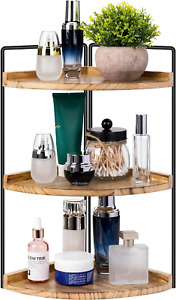 Corner Bathroom Counter Organizer - 3-Tier Wood Countertop Vanity Shelf