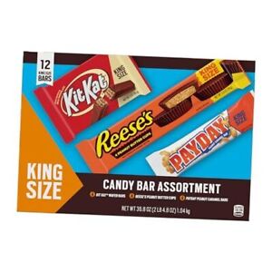 KIT KAT, PAYDAY and REESE'S Assorted Flavored King Size, Candy Variety Box,