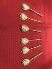 6 Antique Russian Silver 84 Enamel Spoons Hallmarked With Makers Mark