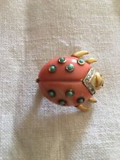 Rare Vintage Hattie Carnegie Lady Bug Beetle Brooch Pin