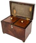 Antique 19thC English Regency Rosewood Sarcophagus Footed Tea Caddy Box Casket