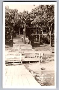 1935 RPPC LAKE OKOBOJI, IA IOWA, AT THE INN PHOTO Postcard P47