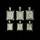 10K Solid Yellow Gold Initial Letter Plate Pendant A-Z Alphabet Charm - 2 Sizes