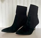 Marc Fisher Albinia Knit Sock Ankle Booties Womens Size 8M Black Suede Leather
