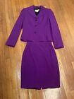 Vintage Escada Margaretha Ley Purple Skirt Suit Blazer Wool Blend Size 36