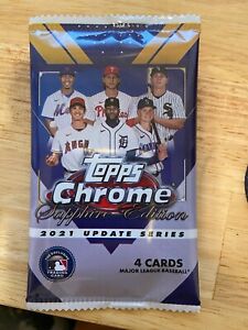 2021 Topps Chrome Baseball Update Sapphire Pack (4 Cards)