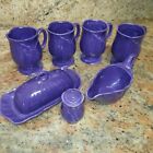 Laurie Gates LOTUS Purple 7 Piece Set Vtg 1998 Butter Dish Creamer Mug  Shaker