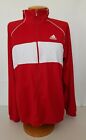 Adidas Track Jacket Red White Stand Collar Long Sleeve Zip Logo Clima365 Size L