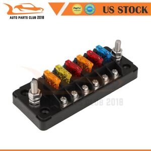 Waterproof 6 Way Blade Fuse Holder Box Block Panel With Negative For Marine Car