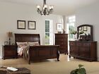 Bedroom Furniture Cherry Finish 4pc Set Cal King Size Bed Dresser Mirror NS