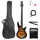 Glarry GIB 5 String Full Size Electric Bass Guitar SS Pickups and Amp Kit Sunset