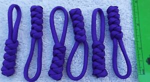 6 - SIX Purple  Paracord Zipper Pull Snake knot HANDMADE IN THE USA
