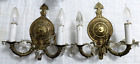 Pair Vintage Brass Wall Sconces candlestick with prisms