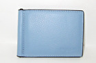 Coach CH090 Slim Money Clip Billfold Wallet Cornflower Blue Leather NWT $168
