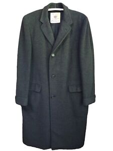 Men's Long Heavy Vintage Dark Charcoal Gray High Quality Cashmere Wool Coat