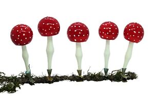 5 Vintage blown glass mushrooms / Fly agaric  (# 13657)