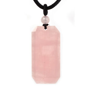 Natural Gemstone Rectangle Pendant Necklace Healing Crystal Jewelry 22 inch