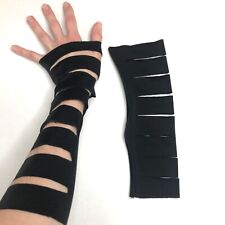 Ripped Gloves Black Arm Warmers Slit Hand Covers Mens Cosplay Costume Womens Psy
