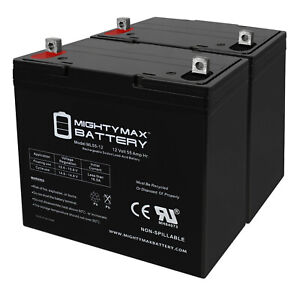 Mighty Max 12V 55Ah Battery Replaces Golden Atlantic GP-201-F AGM 22NF - 2 Pack