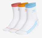 adidas Originals Trefoil Socks Mens Medium 3 Pairs Mid Crew White Multicolor