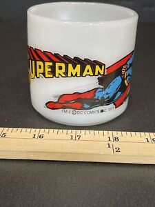 Vintage 1971 SUPERMAN Coffee Mug 8oz Federal Glass Cup DC Comics Superhero Decor