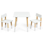 Kids Wooden Table & 2 Chairs Set Children Activity Table Set for Playing Eating