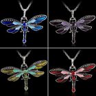 Fashion Dragonfly Animal Charm Rhinestone Crystal Pendant Necklace Women Jewelry