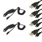2X Micro USB 1 Amp Black Car Charger+4X Data Sync Cable for Cell Phones