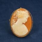 Antique Victorian Silver Carved Shell Cameo Brooch - Free Shipping USA