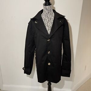 New Trench Coat Black Size XXL Adjustabe Waist Lined