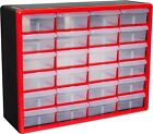 Akro-Mils 10124, 24 Drawer Plastic Parts Storage Hardware and Craft Cabinet, Red