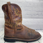 Justin Boots Mens Size 12D Rugged Western Pull On Work Waterproog Steel Toe Shoe