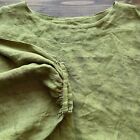 Bryn Walker Tunic Women Small Olive Green Short Puff Sleeve Dolman Linen