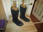 UGG Snow Boots Women sz 9 Black Knightsbridge Tall Back Zip Suede Sheepskin 5119