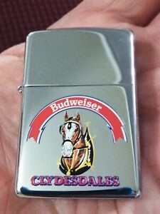 VINTAGE ZIPPO F XI BUDWEISER CLYDESDALES HORSES SILVER CASE CIGARETTE LIGHTER US
