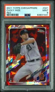 2021 Topps Chrome Sapphire Casey Mize #321 Red Refractor 3/5 Rookie PSA 9 MINT