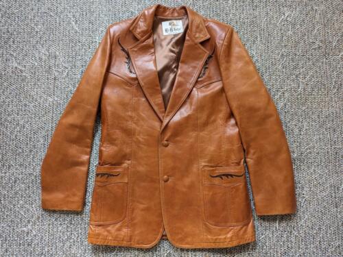 vintage USA made WESTERN lambskin leather 40L blazer SNAKESKIN jacket sportscoat