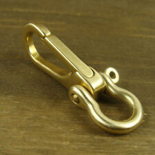 Brass Key Chain Ring Belt Snap Hook Clip + U Shackle For Fob Wallet Chain #TL