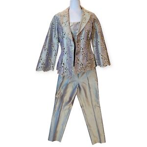 Vintage Carlisle 100% Silk 3 Piece Formal Suit Jacket, Cami & Pants MIXED SIZE